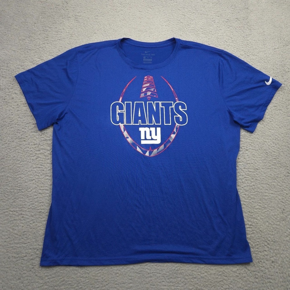 Nike Giants NY Dri Fit T Shirt‎ Mens XXL Blue Polyester Football Graphic Tee